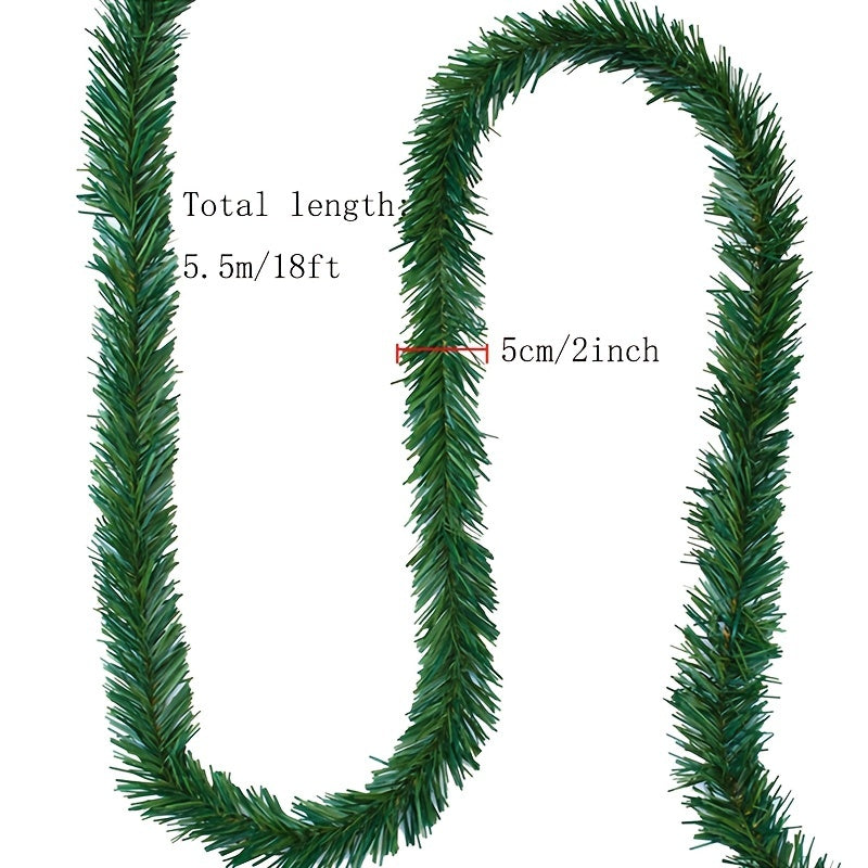 Christmas Wreath Green PVC Rattan 5.5m 18ft