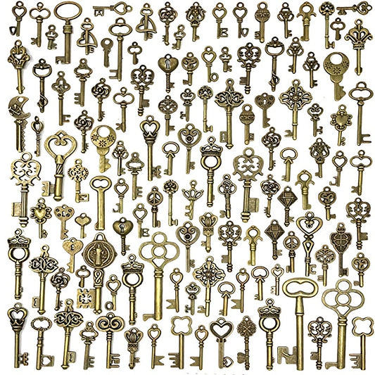 50 Pcs Vintage Skeleton Key Charm Set for Jewelry Making & Wedding Favors