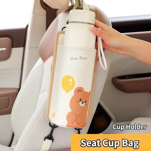 Bear Car Seat Cup Holder Organizer Waterproof Stain Resistant Backseat Storage B