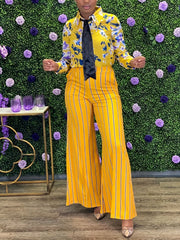 Women's Plus Stripe Print Flared Leg Trousers