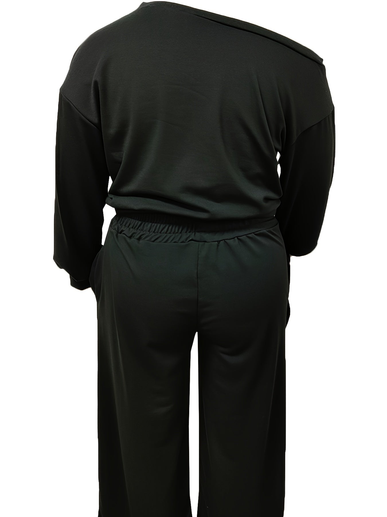  One Shoulder Crop Top & Wide Leg Pants Set