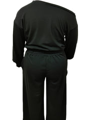  One Shoulder Crop Top & Wide Leg Pants Set