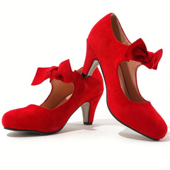 Women's Bowknot Chunky Heels Pumps Oktoberfest Dress Shoes