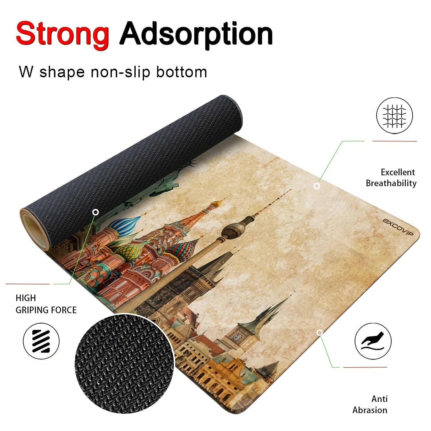 Large World Landmark Mouse Pad 80x30cm Non-Slip Desk Mat