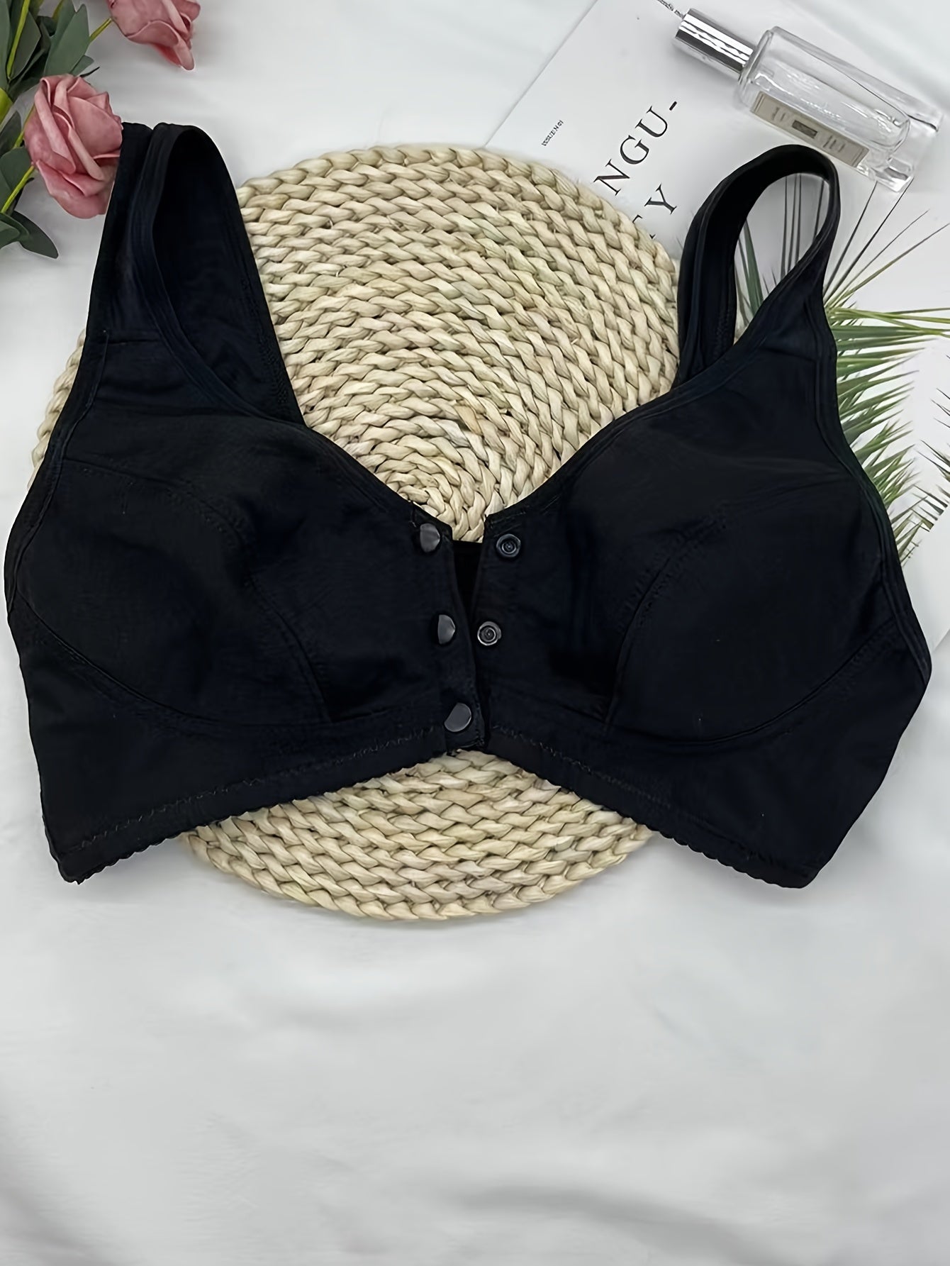 Front Buckle Wireless Bra Comfy & Breathable Wide Straps Bra