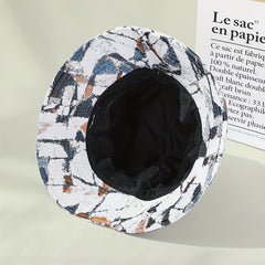 Vintage Graffiti Print Bucket Hat Lightweight Breathable