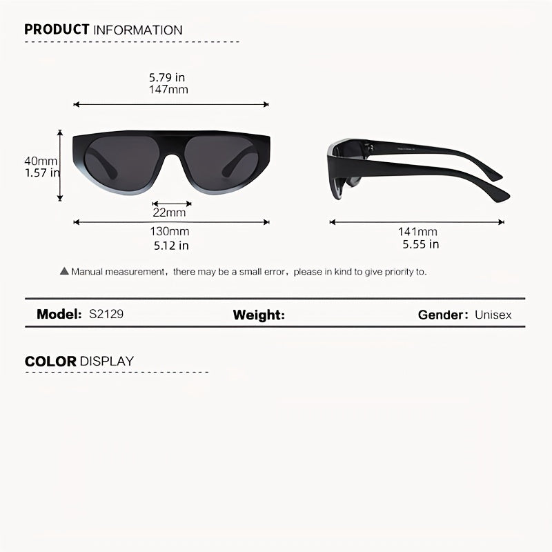 Y2K One piece Sunglasses For Women Men Mod Outdoor UV400 Sun Shades