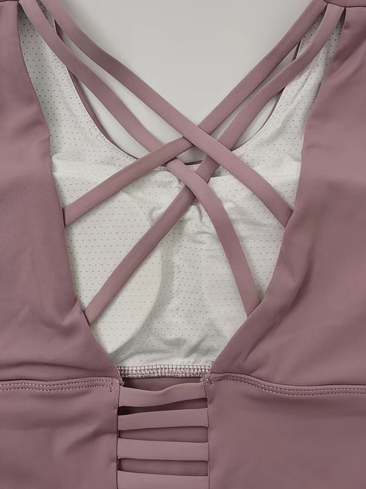 Sporty Round Neck T-Shirt with Criss Cross Straps