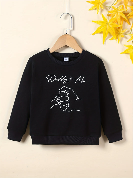 Kid's Thermal Sweatshirt DADDY ME Print Pullover Crew Neck