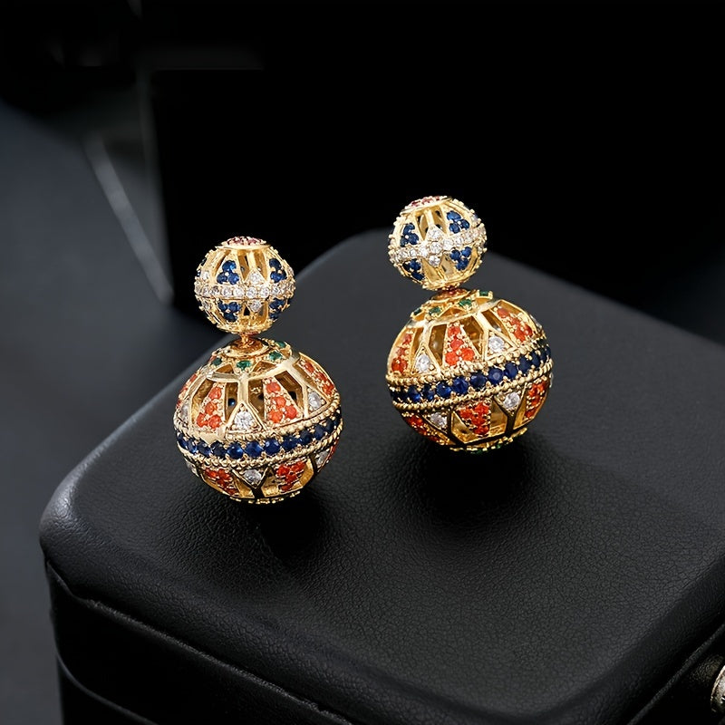 Colorful Zircon Ball Drop Dangle Earrings Female Accessories 1Pair