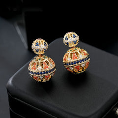 Colorful Zircon Ball Drop Dangle Earrings Female Accessories 1Pair