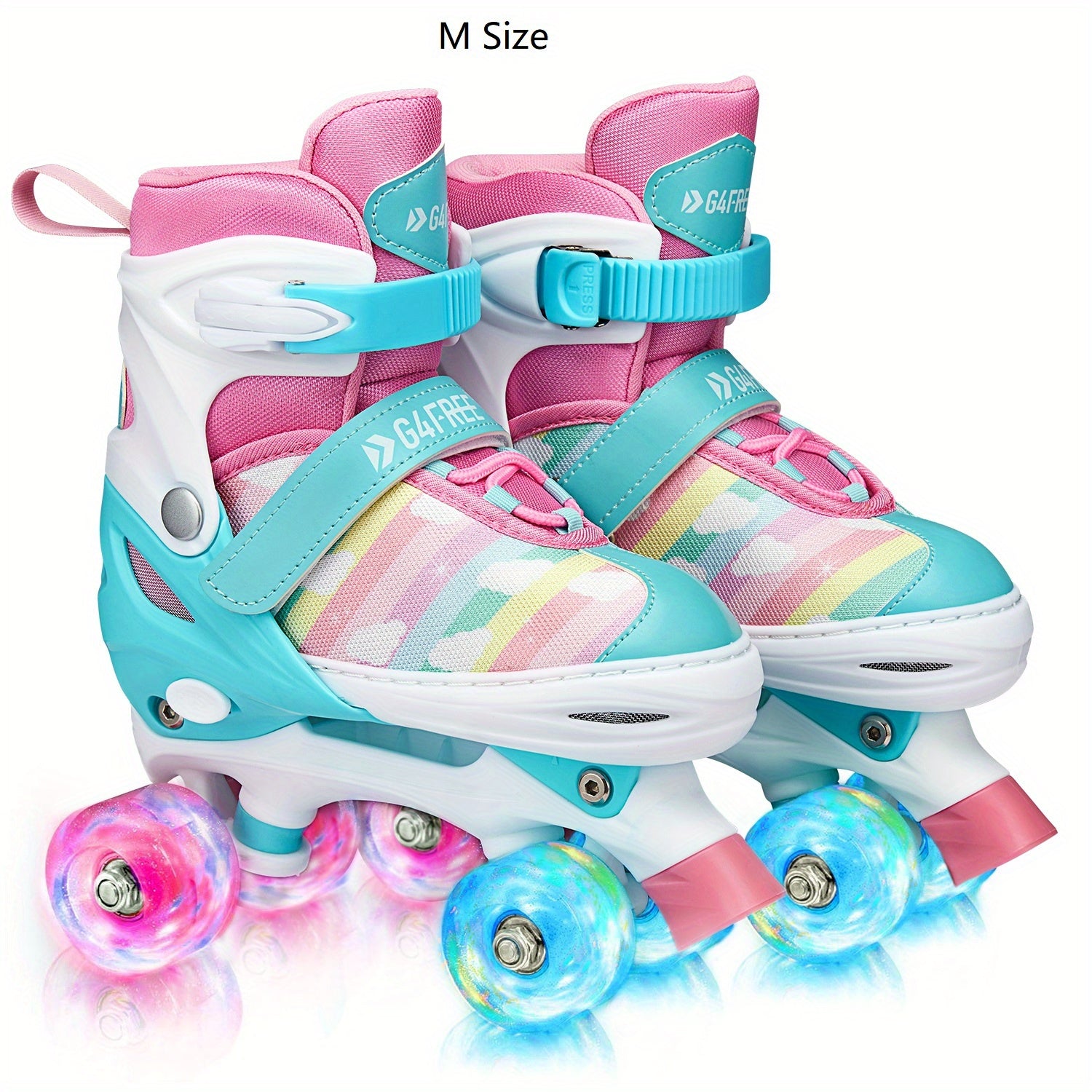 Kids Candy Roller Shoes with Buckle Four Wheeled Skate Sneakers