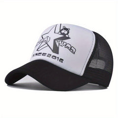 Star Bear Print Baseball Cap Cartoon Mesh Trucker Hat Adjustable Sun Hat