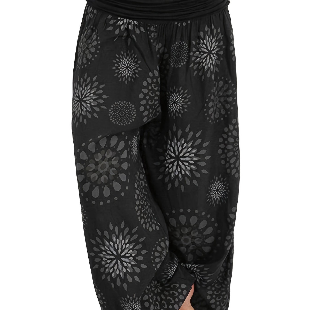 Boho Floral Harem Pants Elastic Waist Beach Pants