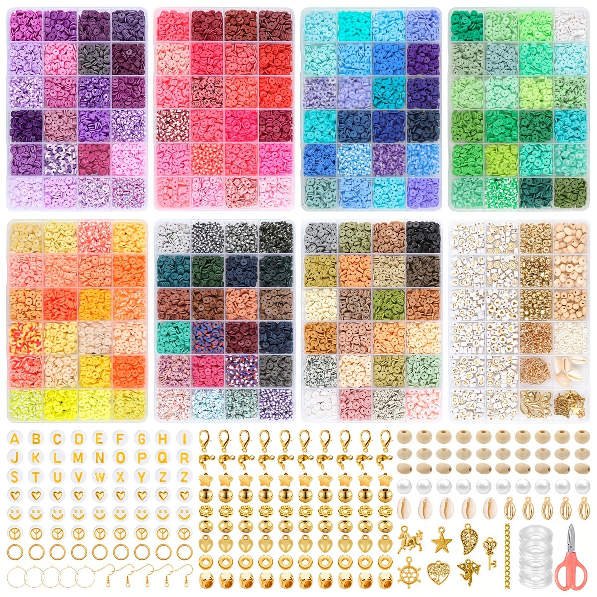DIY Clay Beads Set For Bracelet Making Kit With Letters Pendant