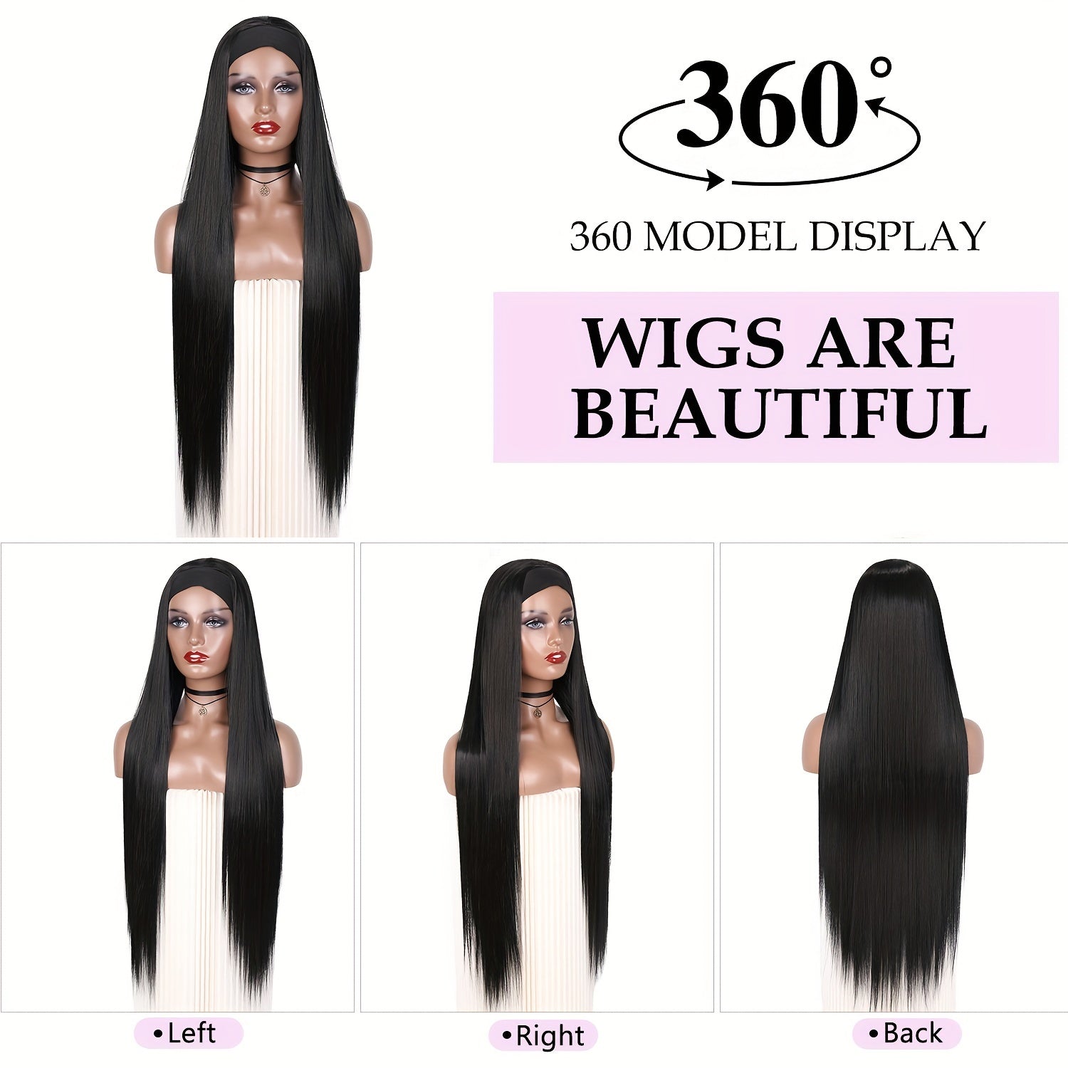 Long Straight Hair Headband Wig for Women