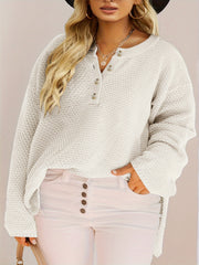  Casual Sweater Women's Plus Solid Long Sleeve Round Neck Jumper
