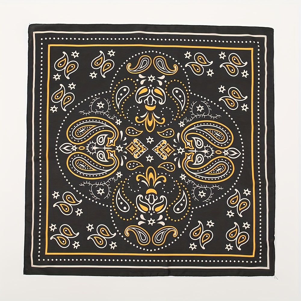 Geometric Paisley Print Bandana Square Scarf Satin Neckerchief