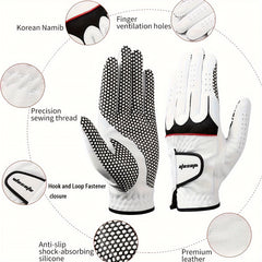 Wosofe Golf Gloves Non-slip PU Leather Left Hand Gloves Durable Breathable