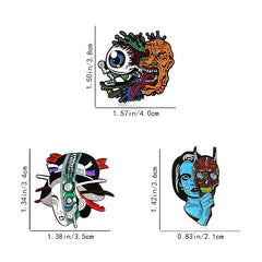 Zombie Face Ghost Kabuki Brooch Pin