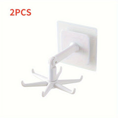 Kitchen Rotating Hooks for Utensils - Wall Mounted Utensil Rack with 6 Hooks