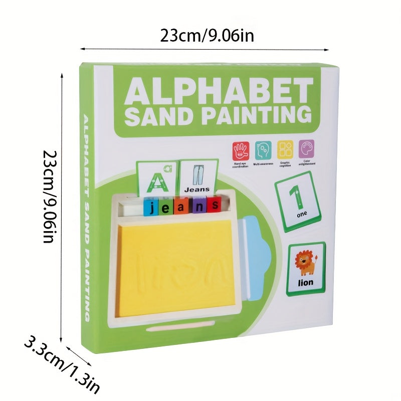 Colorful Wooden Alphabet Sand Art Tray Educational Game