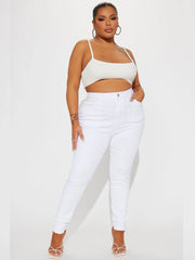  High Rise Skinny Jeans, Button Fly, Stretchy