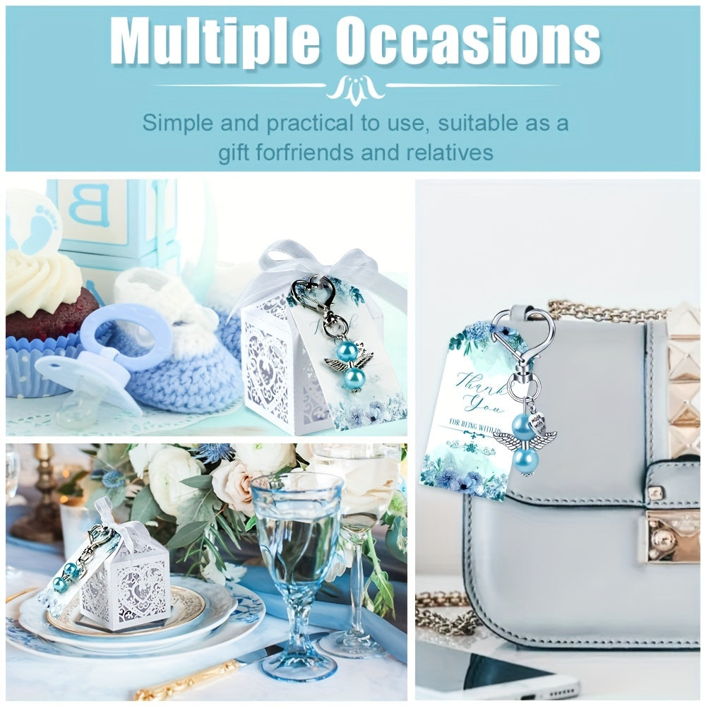 12pcs Angel Keychain Favors with Thank You Cards