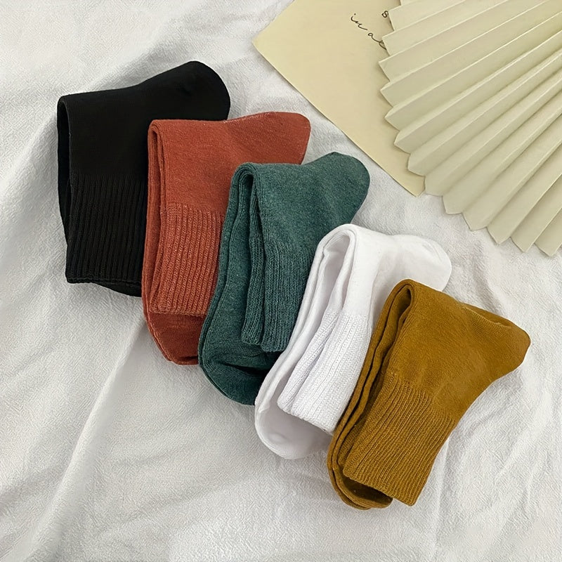 5 Pairs Soft Mid Tube Socks Women's Stockings