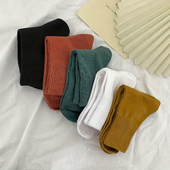 5 Pairs Soft Mid Tube Socks Women's Stockings