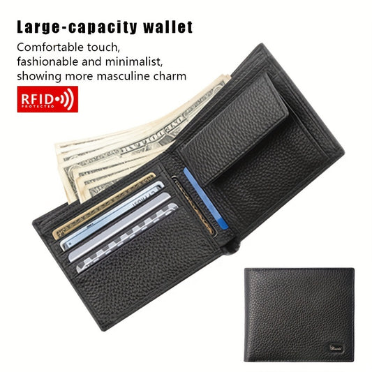 Men's RFID Anti theft Wallet Leather Short Wallet Money Clip Vintage