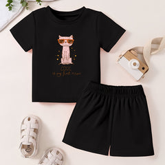 Toddler Short Sleeve T shirt & Shorts Cartoon Pattern 2pcs Summer Clothing
