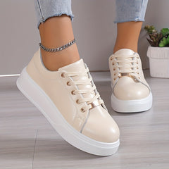 Women's Solid Kate Shoes Casual Round Toe Lace Up Low Top Sneakers