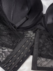Contrast Lace T Shirt Bra Comfy & Push Up Bra Women's Lingerie