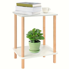 2 Layer Bedside Table with Side Table & Storage Space