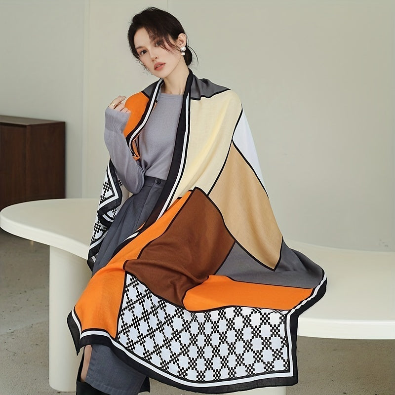 Large Stylish Windproof Block Scarf Classic Warm Shawl