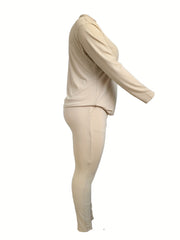  Ribbed Long Sleeve Top & Leggings Set