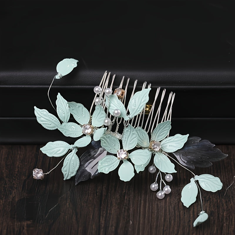 Rhinestone & Faux Pearl Hair Comb Bridal Headpiece