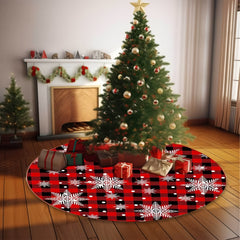 Red Tree Skirt Christmas Decorations Farmhouse Holiday Home Party Decor