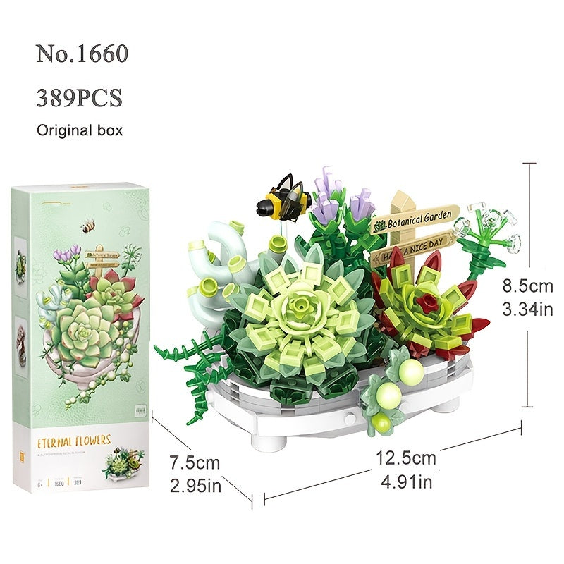 DIY 3D Model Home Decoration Mini Bonsai Building Blocks Flower Succulent