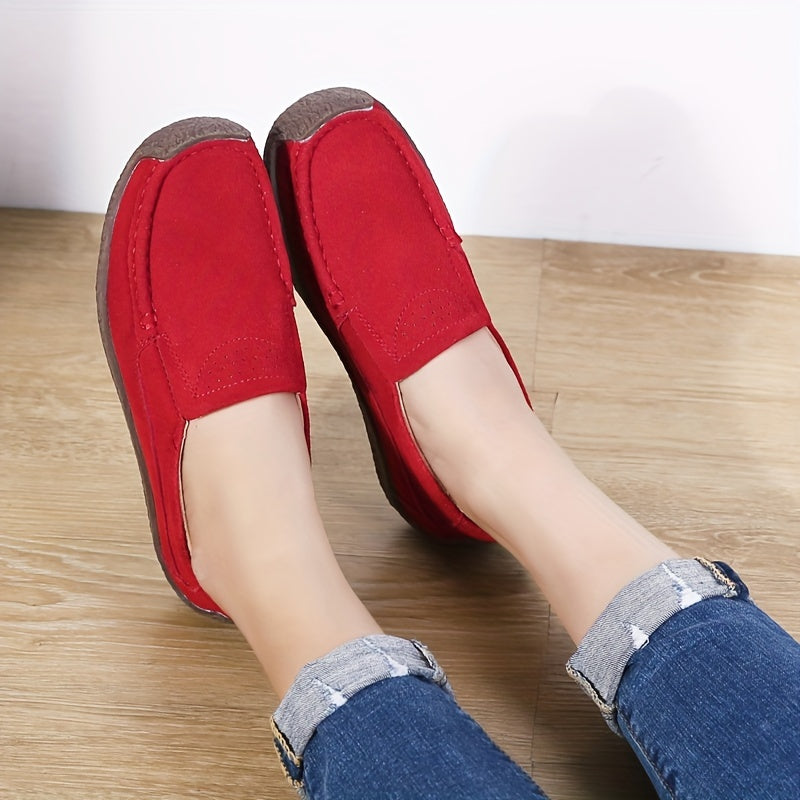 Women's Slip-On Boat Shoes Soft PU Leather Comfortable Walking Flats