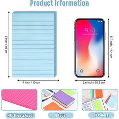 Fluorescent Mini Note Sticker 40 Pages Horizontal Line Book