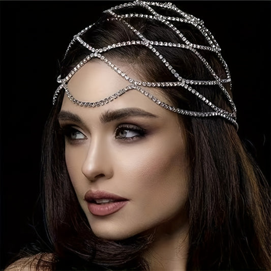 Rhinestone Head Chain with Tassel Bridal Hair Accessory