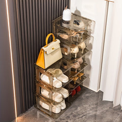 Foldable Plastic Shoe Rack Stackable Space Saving Organizer