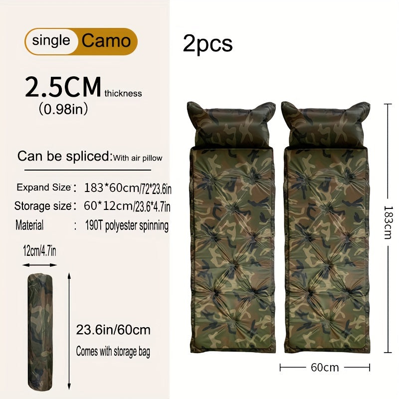2pcs Camping Sleeping Pads Lightweight Mattress with Pillow for Backpacking
