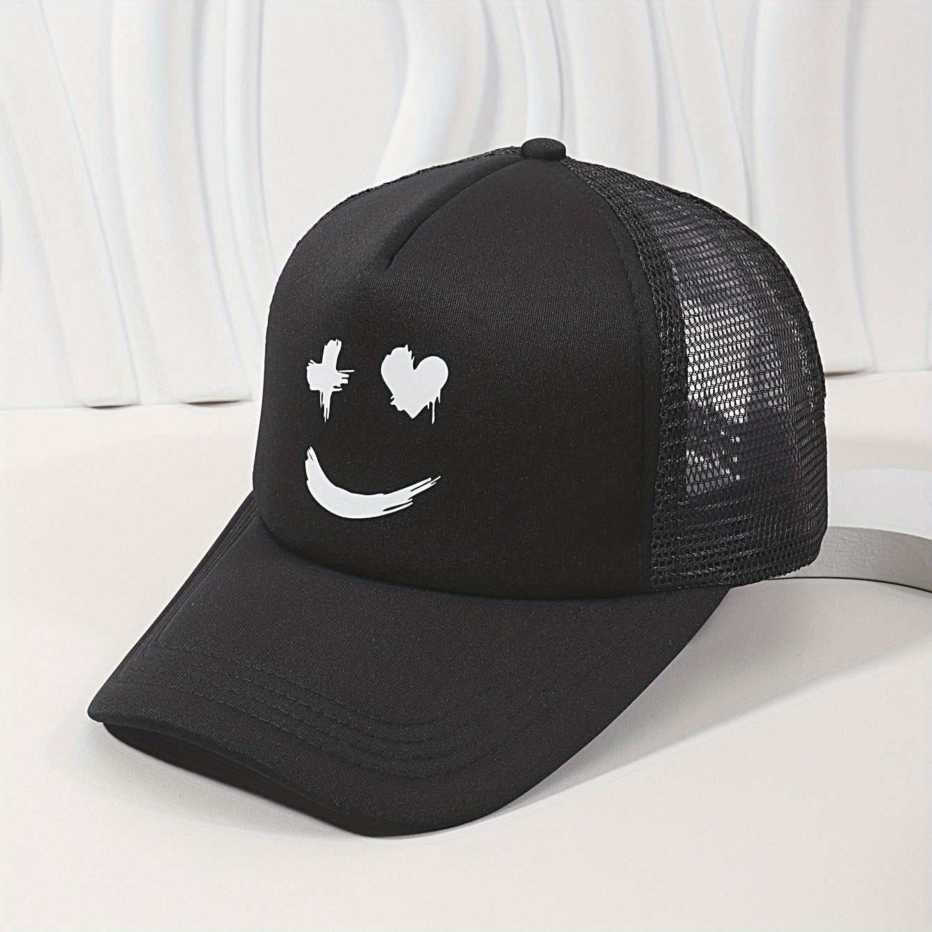 Smiling Face Hip Hop Couple Trucker Hats Baseball Cap Mesh Sunscreen Dad Hat
