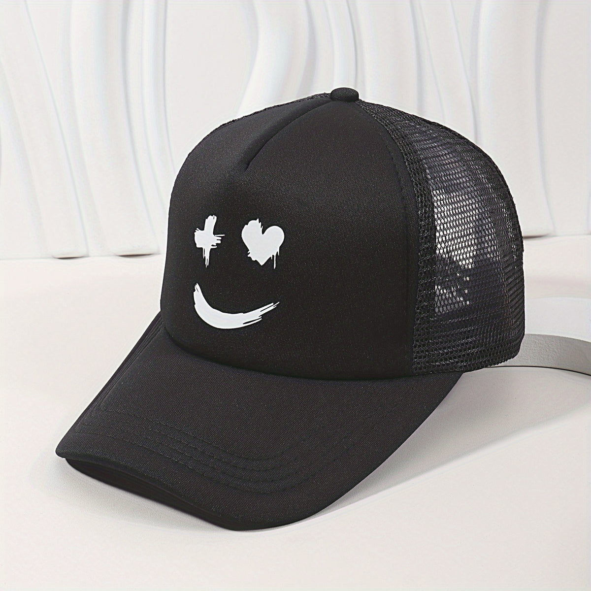 Smiling Face Hip Hop Couple Trucker Hats Baseball Cap Mesh Sunscreen Dad Hat