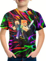 Funny 3D Print Tee Short Sleeve Street Wear Round Neck Shirt