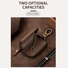 Universal Leather Keychain Set with Metal Buckle Zipper Bag