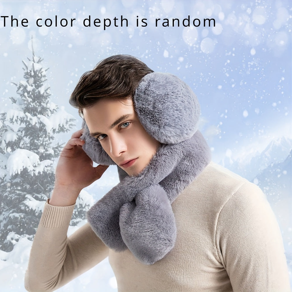 Winter Fashion Plush Scarf & Earmuffs Set for Men